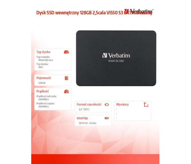 Verbatim 128GB 2,5" SATA SSD Vi550 S3 - 1280351 - zdjęcie 4